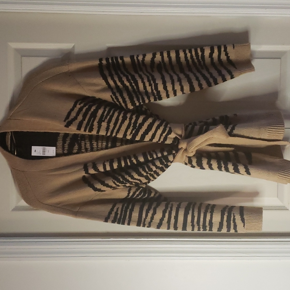 Lane Bryant belted tiger-print cardigan